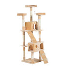 Albero Tiragraffi per Gatti con Due Cucce in Peluche e Sisal Crema 50x50x170 cm 