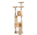 Albero Tiragraffi per Gatti con Due Cucce in Peluche e Sisal Crema 50x50x170 cm 