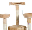 Albero Tiragraffi per Gatti con Due Cucce in Peluche e Sisal Crema 50x50x170 cm 