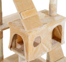 Albero Tiragraffi per Gatti con Due Cucce in Peluche e Sisal Crema 50x50x170 cm 
