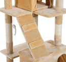 Albero Tiragraffi per Gatti con Due Cucce in Peluche e Sisal Crema 50x50x170 cm 