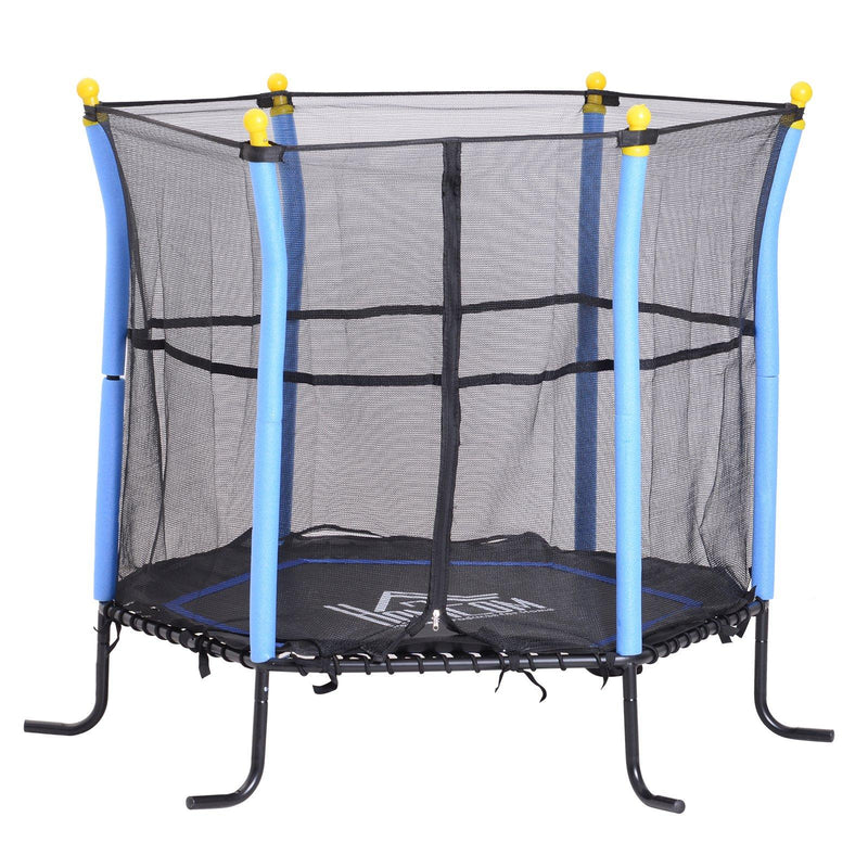 Trampolino Tappeto Elastico per Bambini Ø155x122.5 cm con Rete di Sicurezza Nero e Blu 