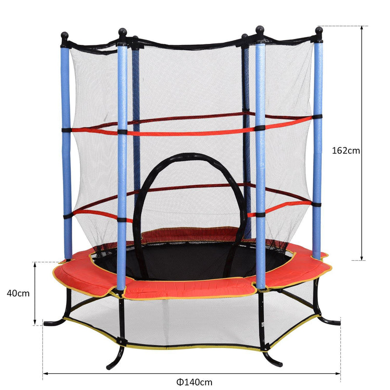 Trampolino Tappeto Elastico per Bambini Ø140 cm con Rete di Sicurezza 
