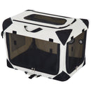 Trasportino Pieghevole per Cani e Gatti Crema nero 60x42x42 cm 