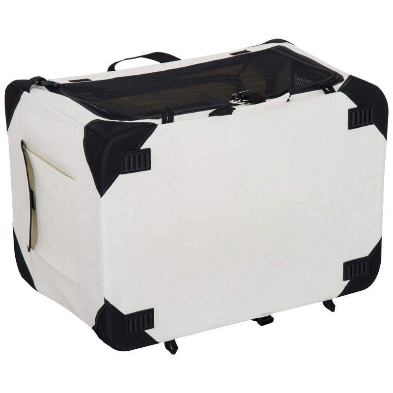 Trasportino Pieghevole per Cani e Gatti Crema nero 60x42x42 cm 