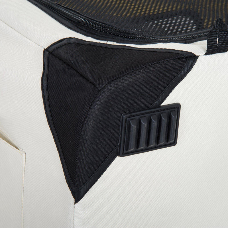 Trasportino Pieghevole per Cani e Gatti Crema nero 60x42x42 cm 