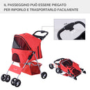 Passeggino per Cani Pieghevole Rosso 77x47x101 cm 