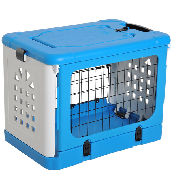 prezzo Gabbia Pieghevole per Animali Domestici in Plastica e Acciaio Blu 68x46x53 cm