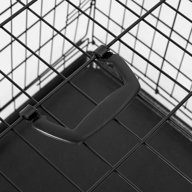 Trasportino in Acciaio per Animali Pieghevole Nero 122x77x82 cm 