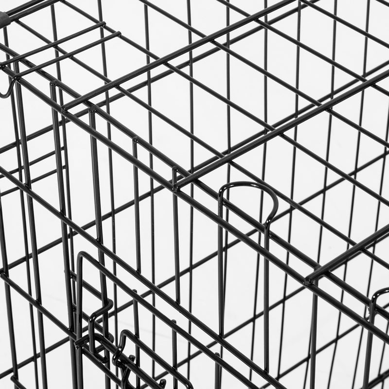 Trasportino in Acciaio per Animali Pieghevole Nero 122x77x82 cm 