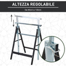 Set 2 Cavalletti da Lavoro Pieghevoli Telescopici Altezza Regolabile in Tubi d'Acciaio 