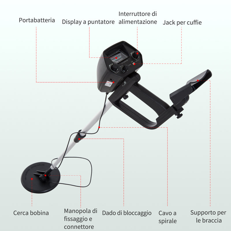 Metal Detector Impermeabile con Sistema di Discriminazione e Attacco per Cuffia 