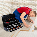 Cassetta Porta Attrezzi da Officina in Metallo Nero 54x22x29 cm 