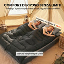 Sacco a Pelo Matrimoniale per 2 Adulti 230x165 cm con Cuscini Temperatura 0-5°C in Poliestere e Cotone Nero      