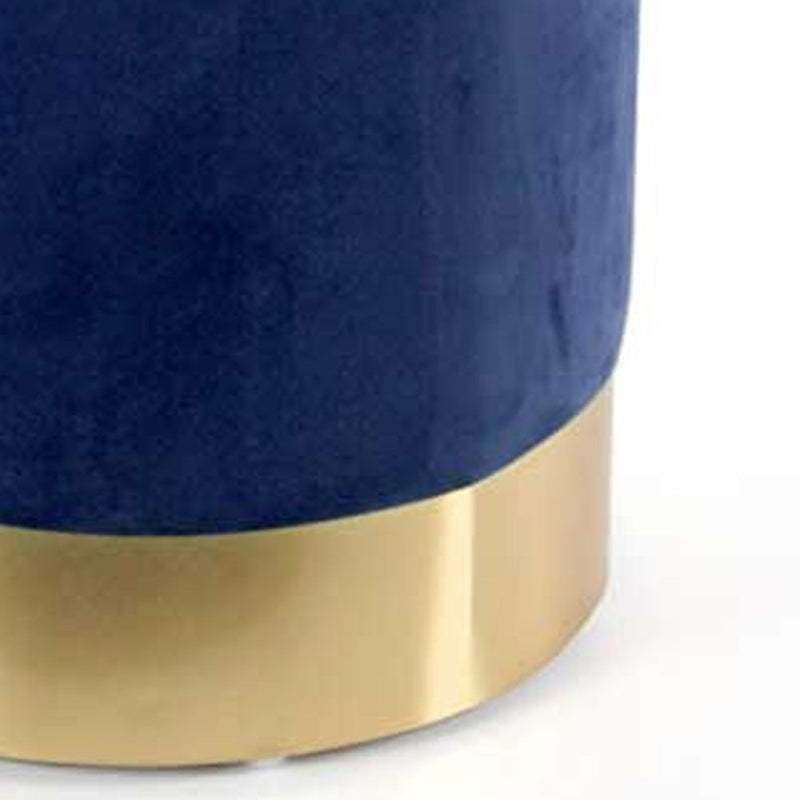Pouf Poggiapiedi 31x31x38 cm in Metallo MDF e Tessuto Velluto Blu 
