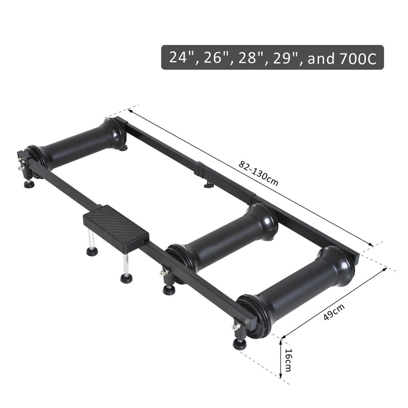 Rullo Bici Allenamento Lunghezza regolabile Nero 49x16x82-130 cm 