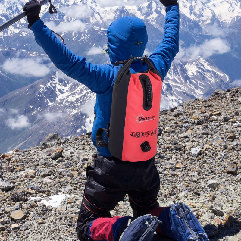 Sacca Impermeabile 20L in PVC con Custodia per Cellulare Nero e Rosso Ø25x61 cm 