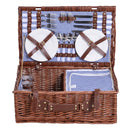 Cestino da Picnic per 4 Persone Posate Piatti Bicchieri e Accessori Vimini marrone 54x34x20 cm 
