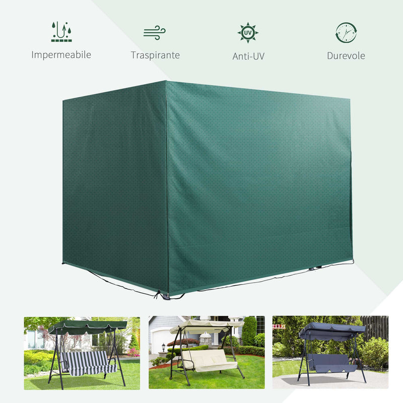 Telo Copertura per Dondolo e Mobili da Giardino Impermeabile Verde 215x155x150 cm 
