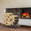 Porta Legna Design Cerchio da Interno in Ferro Nero 102x40x114 cm 