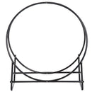 Porta Legna Design Cerchio da Interno in Ferro Nero 102x40x114 cm 