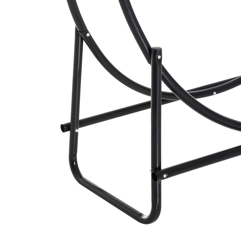 Porta Legna Design Cerchio da Interno in Ferro Nero 102x40x114 cm 