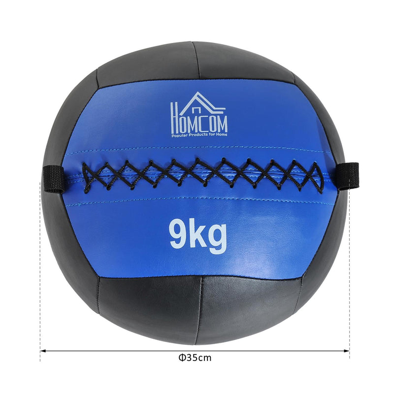 Palla Medica Crossfit Wall Ball 9kg Ø35 cm Nero-Blu 