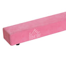 Trave da Ginnastica per Allenamento Imbottita in Legno Rosa 240x10x6.5 cm 