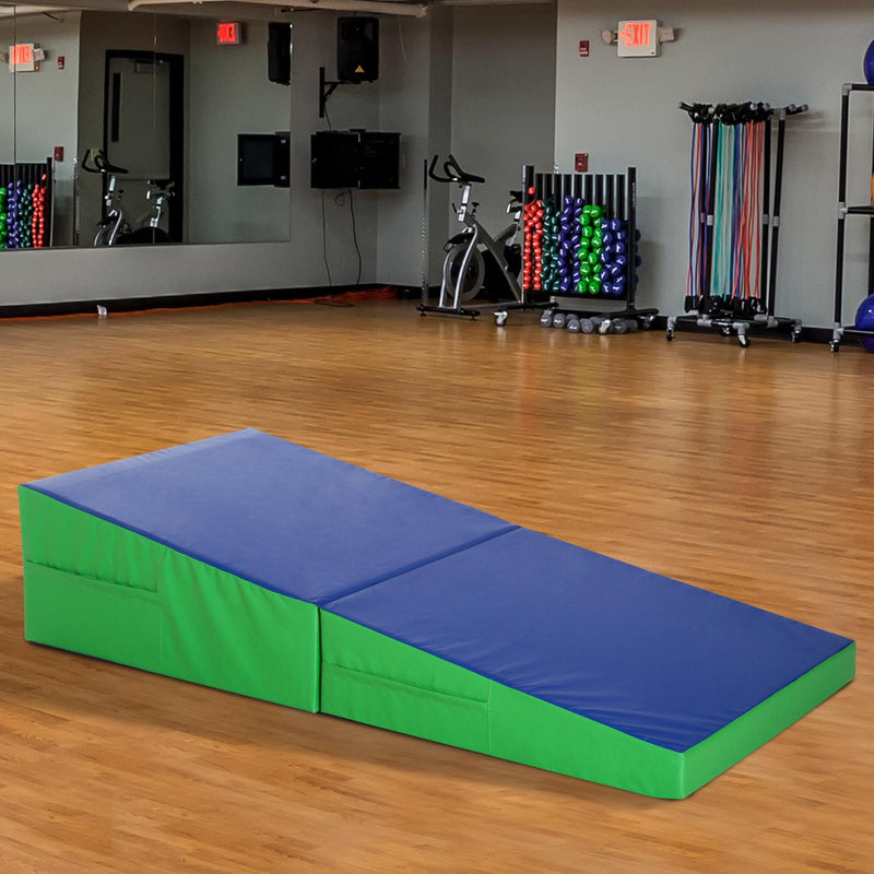 Materasso Training Pieghevole per Fitness Ginnastica Artistica Blu verde 180x90x40 cm 