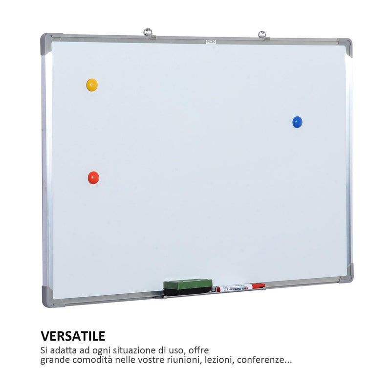 Lavagna Magnetica da parete 90x60 cm in alluminio Bianco 