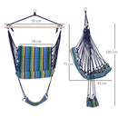 Amaca Sedia Sospesa con Poggiapiedi Struttura in Legno Giallo e Blu 