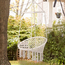 Amaca Sedia Sospesa ad Altalena in Legno e Corda di Cotone Beige 80x140 cm 