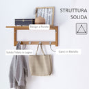 Attaccapanni a Parete Mensola Appendiabiti in Bambù 50x17x20 cm 