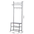 Panchina per Ingresso con Ganci Appendiabiti e Ripiani Scarpiera in Metallo Nero 