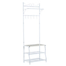 Panchina per Ingresso con Ganci Appendiabiti e Ripiani Scarpiera in Metallo Bianco 