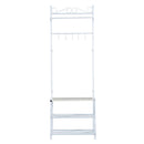 Panchina per Ingresso con Ganci Appendiabiti e Ripiani Scarpiera in Metallo Bianco 