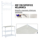 Panchina per Ingresso con Ganci Appendiabiti e Ripiani Scarpiera in Metallo Bianco 