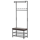 Panchina Ingresso con Appendiabiti in Metallo Imbottita Marrone 72.5x35x180 cm 