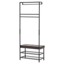 Panchina Ingresso con Appendiabiti in Metallo Imbottita Marrone 72.5x35x180 cm 