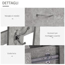 Mobile Guardaroba per Ingresso con Specchio Appendiabiti e Scarpiera Regolabile Grigio cemento 90x22x116 cm 