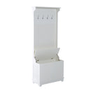 Mobile per Ingresso con Panca Contenitore e Appendiabiti in Legno Bianco 