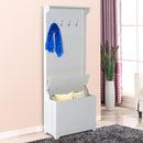 Mobile per Ingresso con Panca Contenitore e Appendiabiti in Legno Bianco 