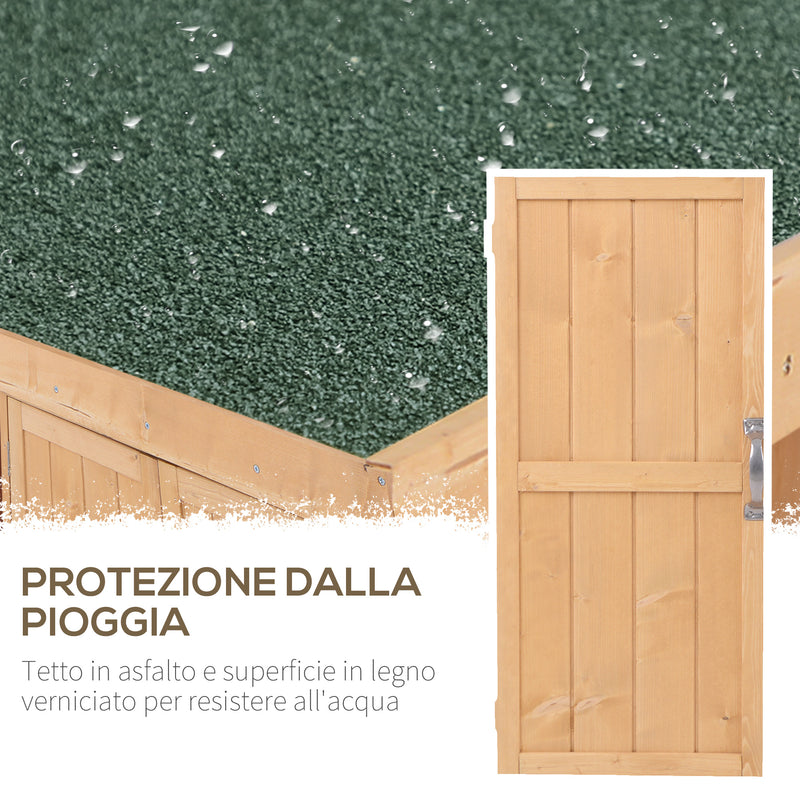 Armadio Porta Attrezzi da Giardino 2 Ripiani in Legno 74x43x88 cm 