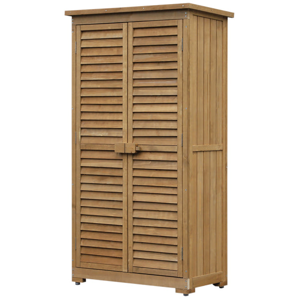 Armadio Porta Attrezzi da Giardino Impermeabile 3 Ripiani in Legno 87x46.5x160 cm online