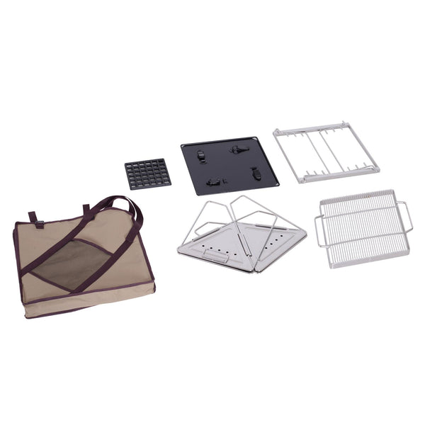 sconto Barbecue a Carbone Carbonella e Legna Portatile in Acciaio Inox