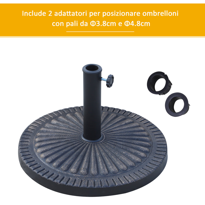 Base per Ombrellone da Giardino 15 Kg in Resina Ø49 cm con Manopola 