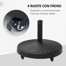 Base per Ombrellone da Giardino 25 Kg in Resina e Acciaio Nero Ø52x41 cm 