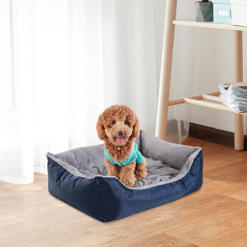 Cuccia Letto per Cane Gatto con Cuscino Imbottito Grigio blu 65x53x20 cm 