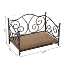 Lettino Cuccia per Cani e Gatti Struttura in Metallo con Cuscino Marrone 65x42x42 cm 