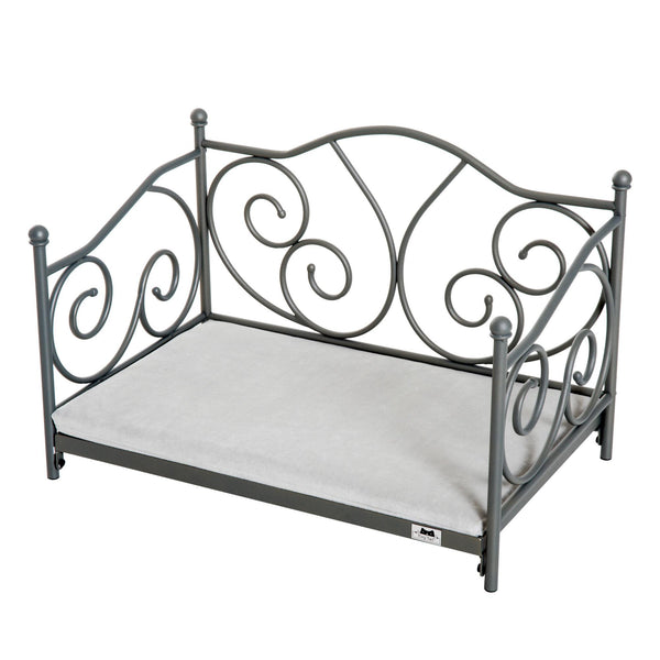 sconto Lettino Cuccia per Cani e Gatti Struttura in Metallo con Cuscino Grigio 65x42x42 cm